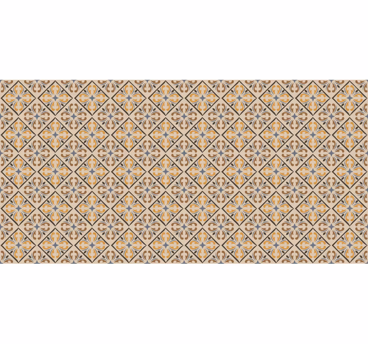 Beige rullegardin med guld og blå barokmønster - TenStickers