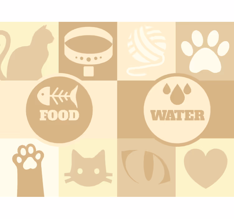 Beige rullegardin til katte vand og mad - TenStickers