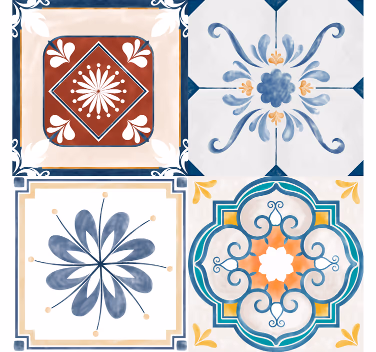 Soveværelse rullegardiner vintage fire fliser - TenStickers