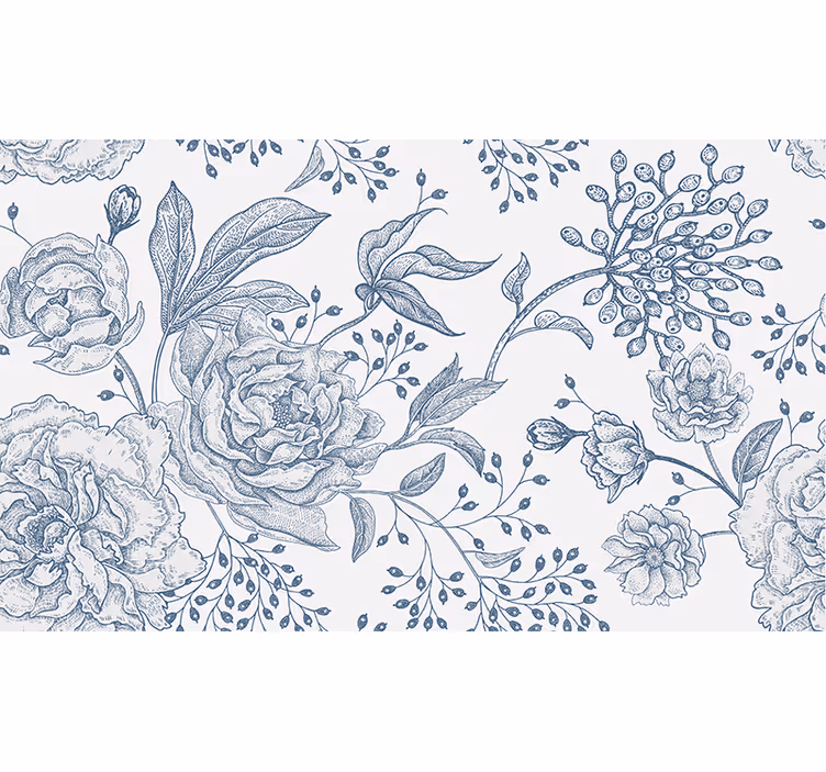 Hvid rullegardin med retro stil blomsterdesign - TenStickers