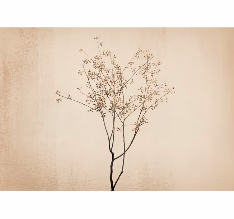 Beige rullegardin i japandi stil med blomster - TenStickers