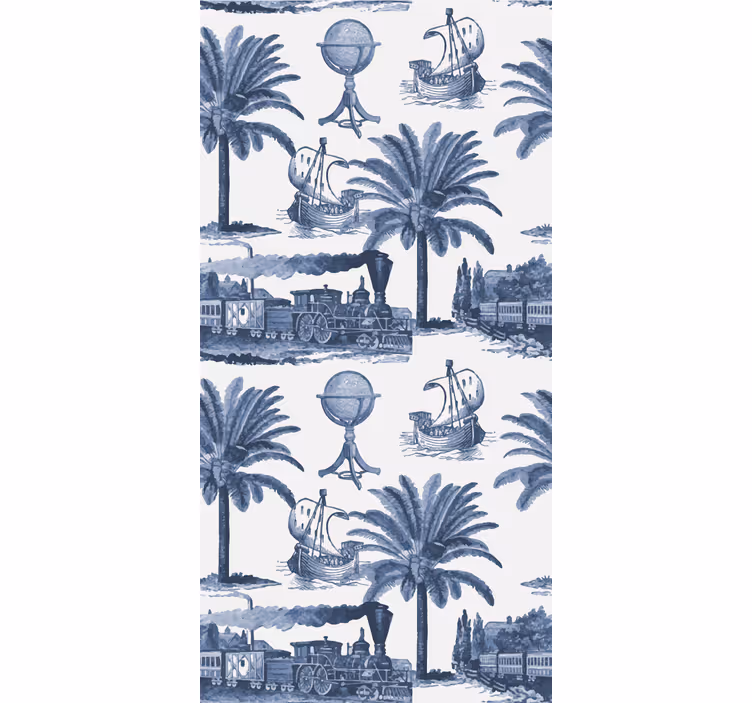 Retro rullegardin fransk vintage mønster i blå - TenStickers