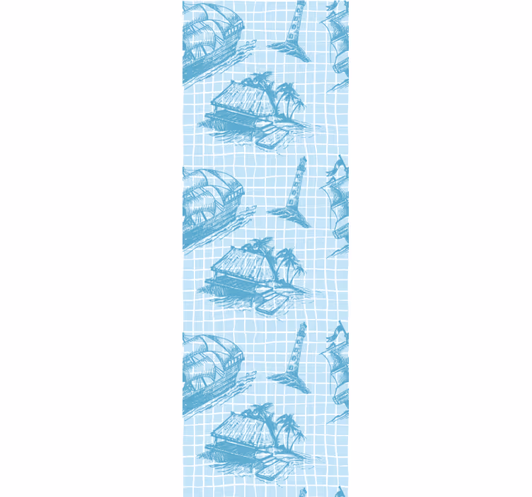 Retro rullegardin med westwind toile mønster - TenStickers