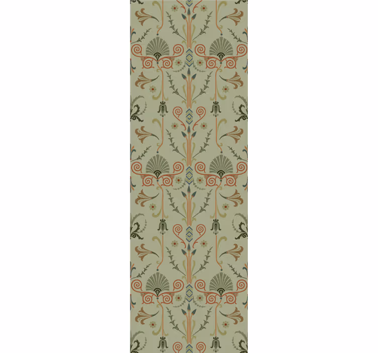 Retro rullegardin med grønt klassisk blomstermønster - TenStickers