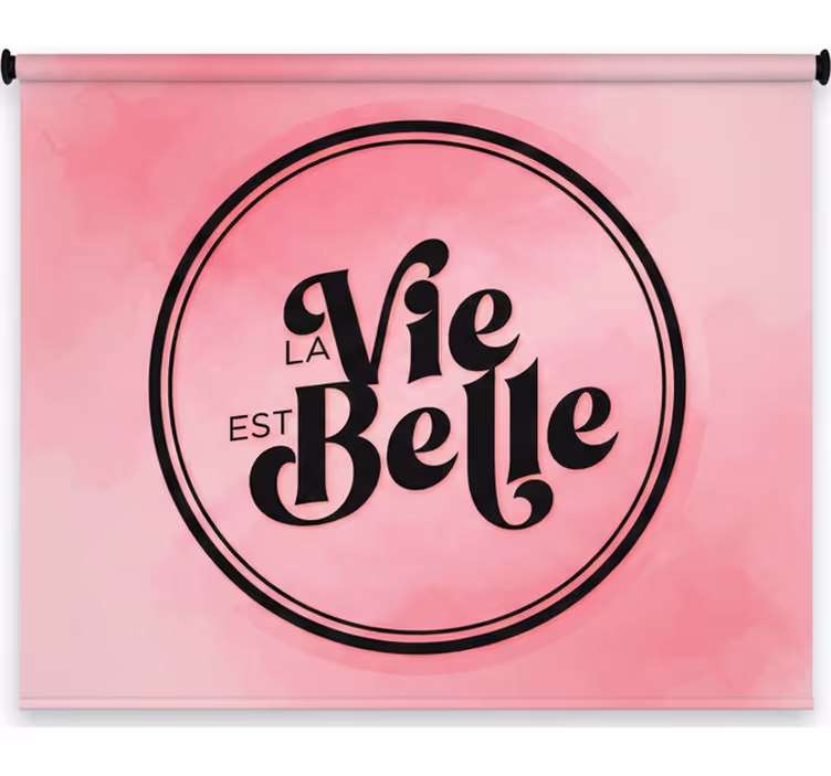 Lyserøde rullegardiner med sort tekst på pink baggrund - TenStickers