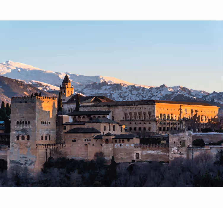Rullegardiner til stue alhambra i granada om aftenen - TenStickers