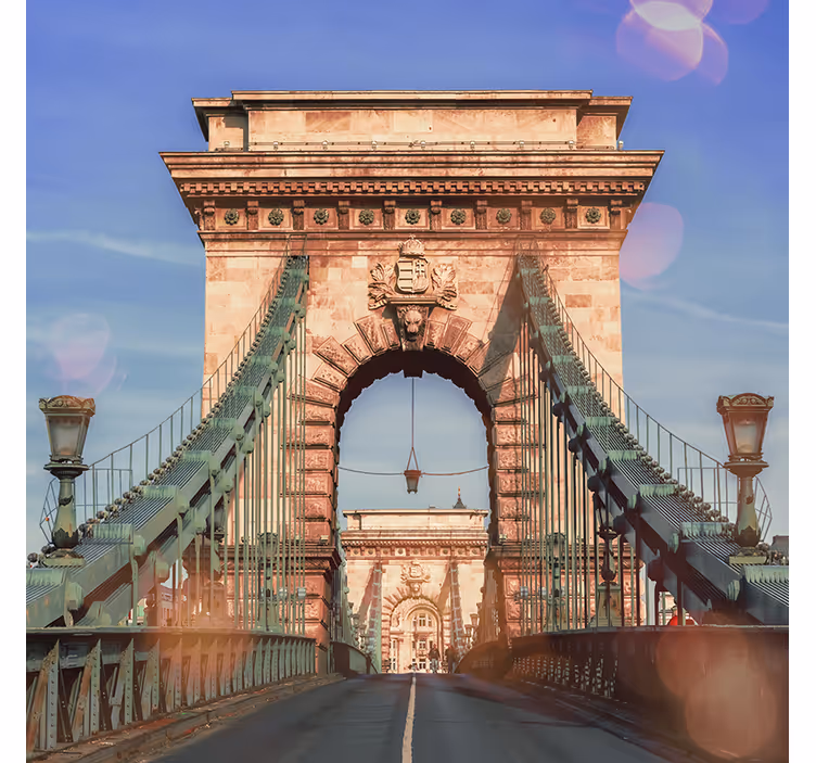 Rullegardiner til stue med panoramaview af budapest bro - TenStickers