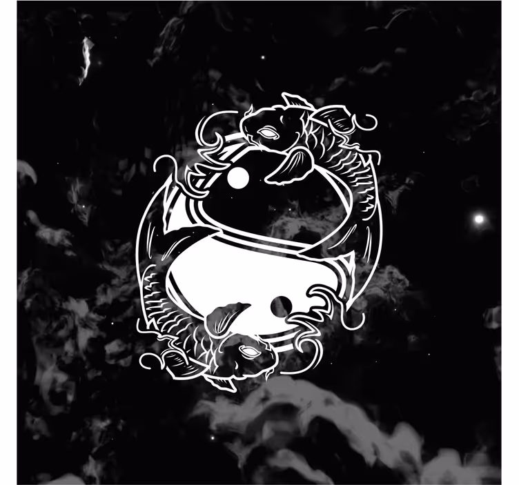 Rullegardiner til stue yin yang balance fisk - TenStickers