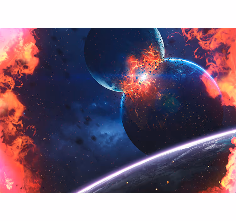 Rullegardiner til stue fantastisk planetarisk eksplosion - TenStickers