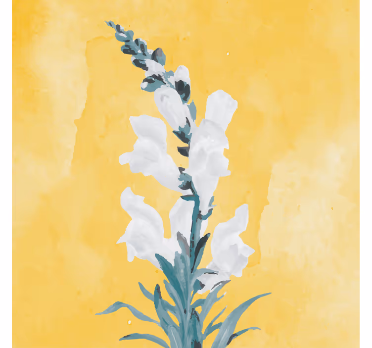 Rullegardiner til stue hvide blomster på gul baggrund - TenStickers