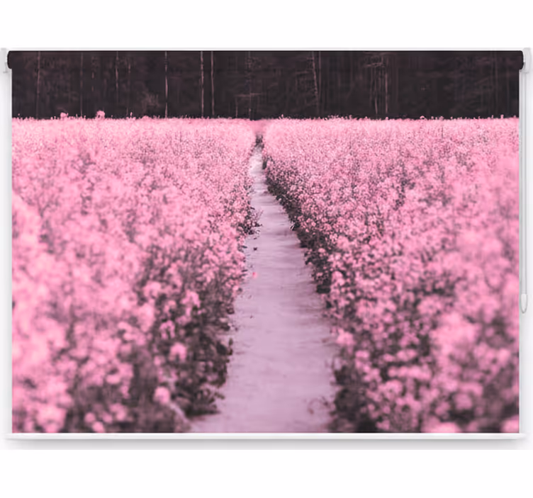 Rullegardiner til stue i elegant eng af rosa blomster - TenStickers