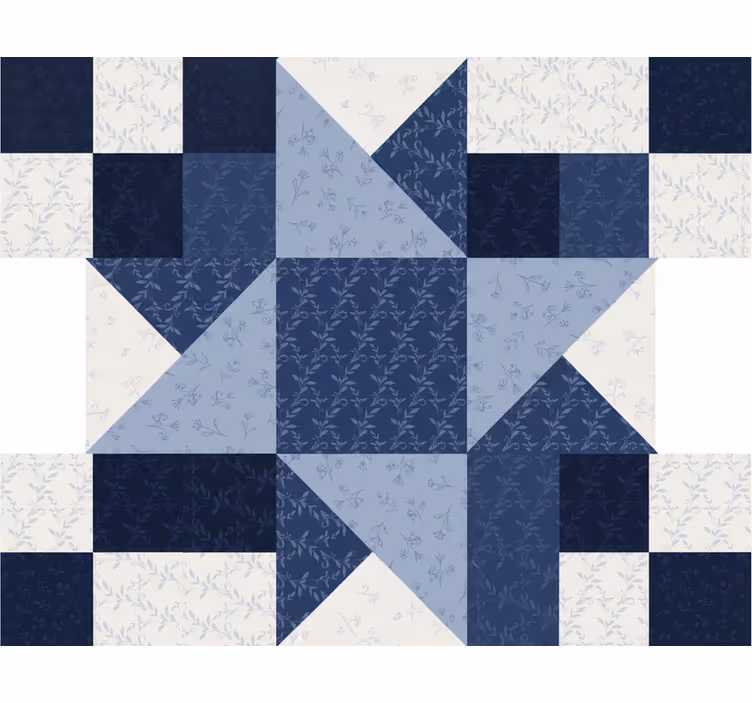 Rullegardiner til stue med patchwork blå stjerner - TenStickers