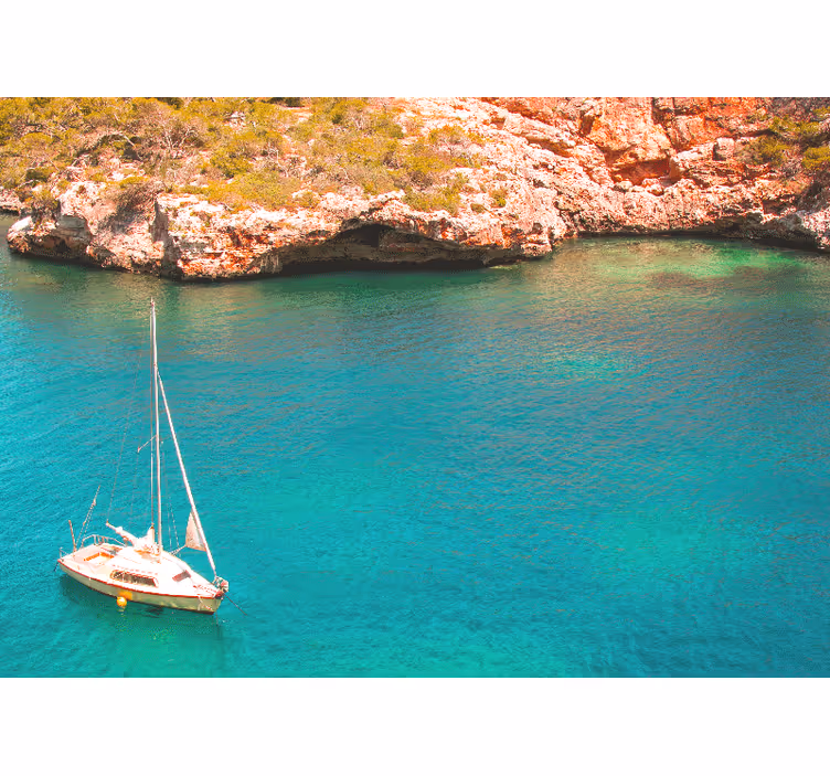 Soveværelse rullegardiner i azurblå havmallorca - TenStickers