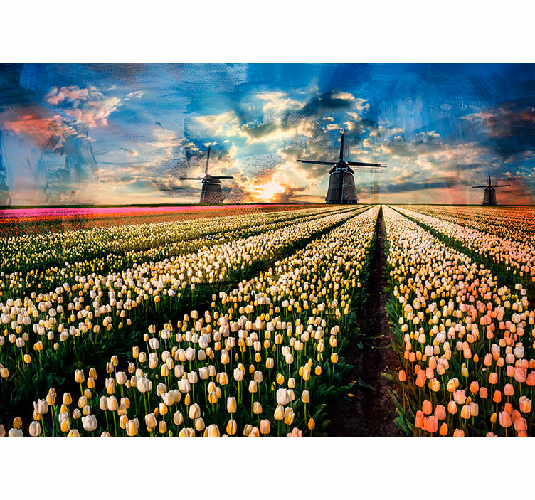 Soveværelse rullegardiner med hollandske tulipaner - TenStickers