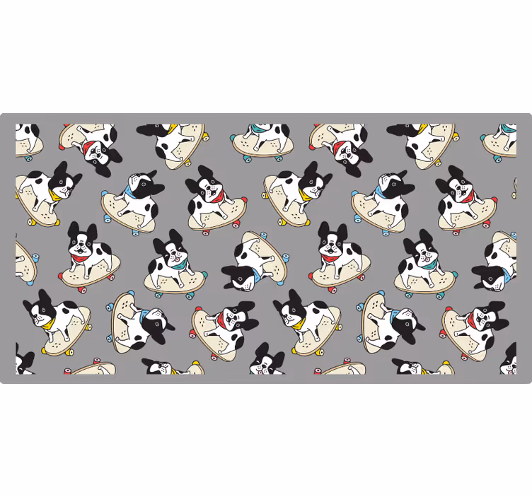 Grå rullegardin skateboardende bulldog - TenStickers