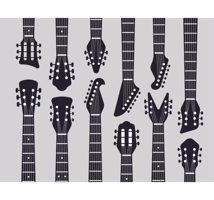Grå rullegardin rockmusik guitarhals silhuet - TenStickers