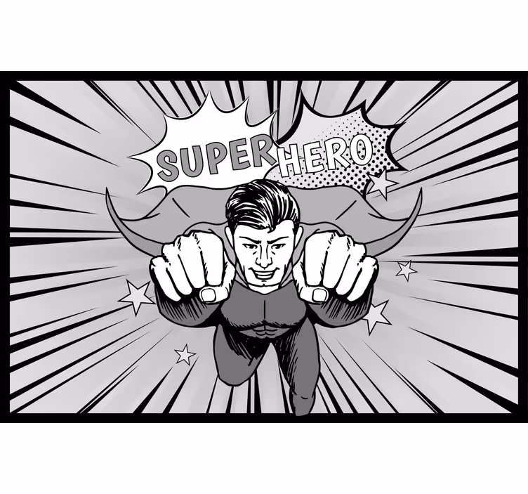 Grå rullegardin med fantastisk superhelte design - TenStickers