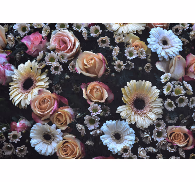 Soveværelse rullegardiner med elegante store blomster - TenStickers