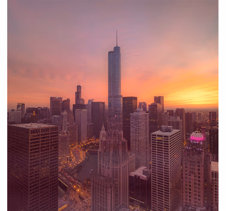 Rullegardiner til stue new york solnedgang - TenStickers