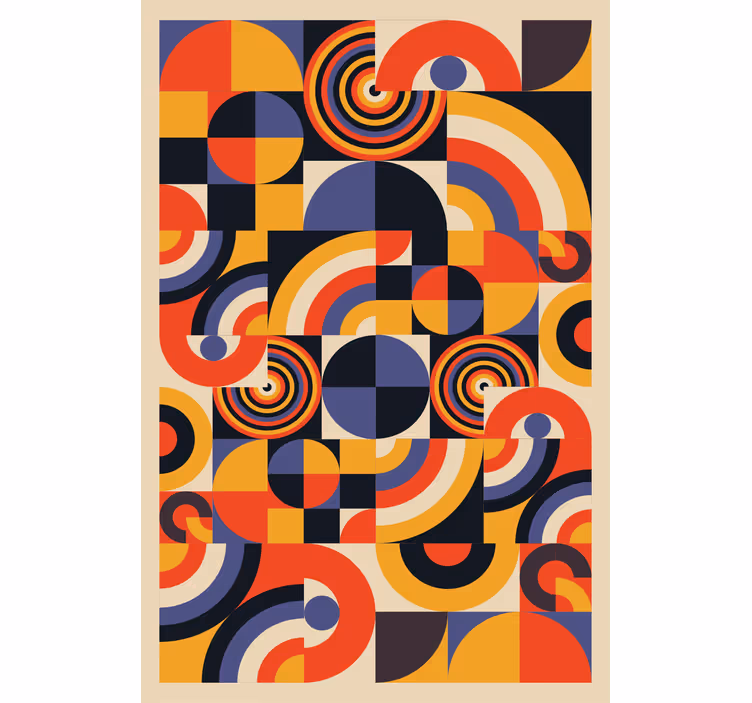 Rullegardiner til stue med farverige bauhaus cirkler - TenStickers