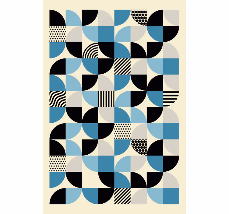 Rullegardiner til stue retro blå bauhaus mønster - TenStickers