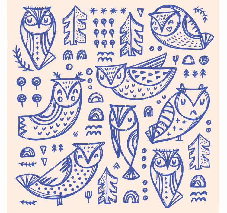 Soveværelse rullegardiner sød blå ugle illustration - TenStickers