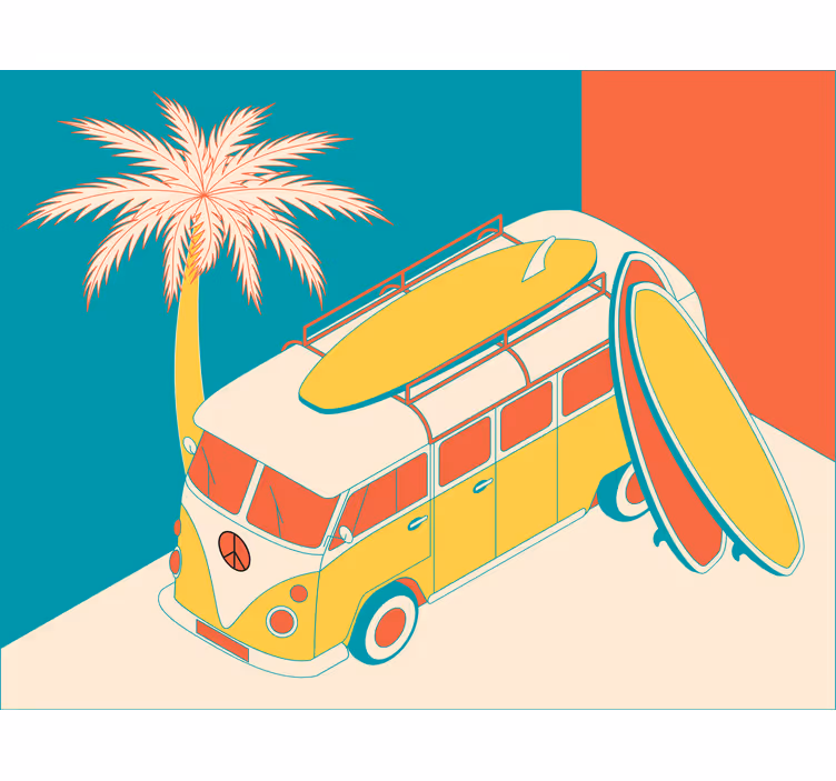 Soveværelse rullegardiner hippy minibus - TenStickers