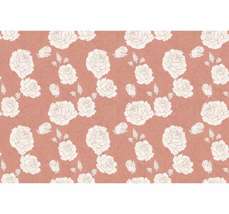 Soveværelse rullegardiner med terracotta store roser - TenStickers