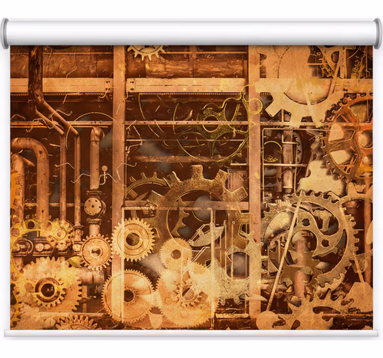 Soveværelse rullegardiner retro 3d industrielle rør guld - TenStickers
