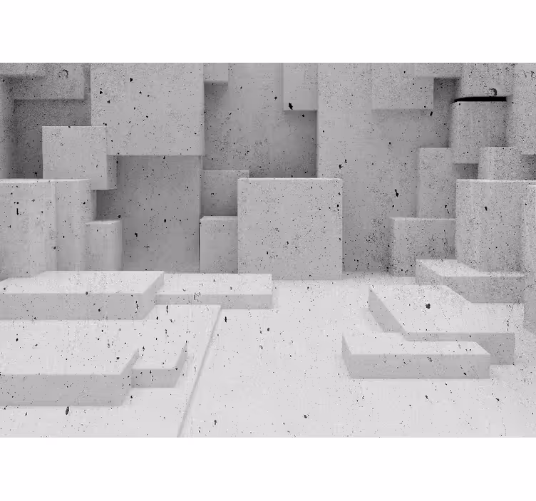Hvid rullegardin 3d betonformer - TenStickers