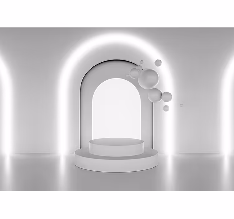 Hvid rullegardin 3d illusion rum hvid kugle - TenStickers