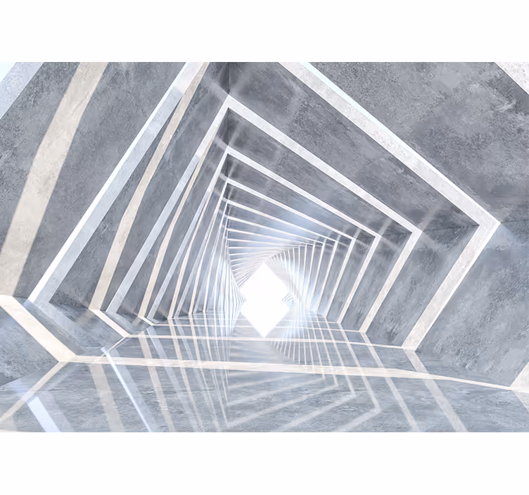Hvid rullegardin 3d geometrisk tunnel - TenStickers