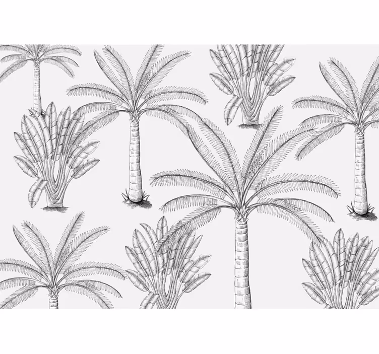 Hvid rullegardin med sort og hvid palme design - TenStickers