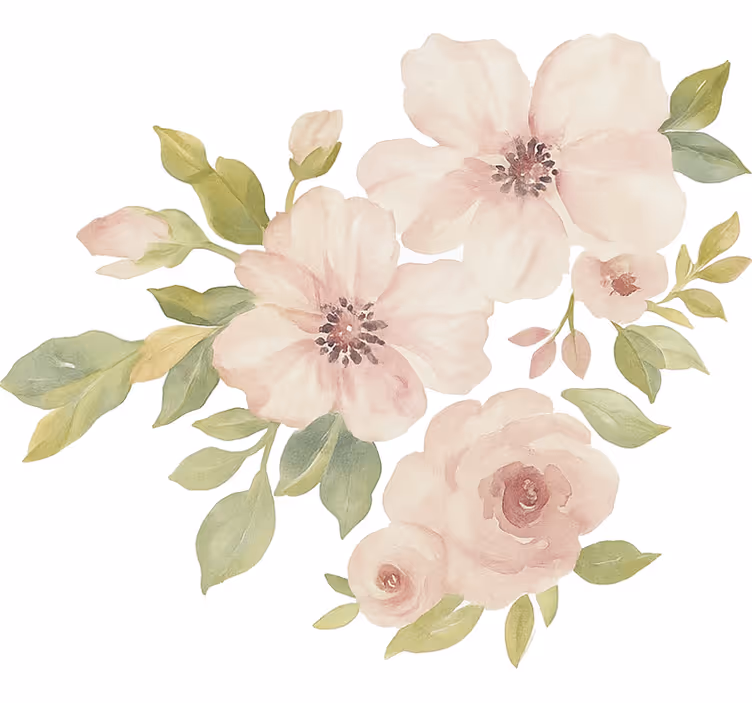 Hvid rullegardin med magnolia i akvarel - TenStickers