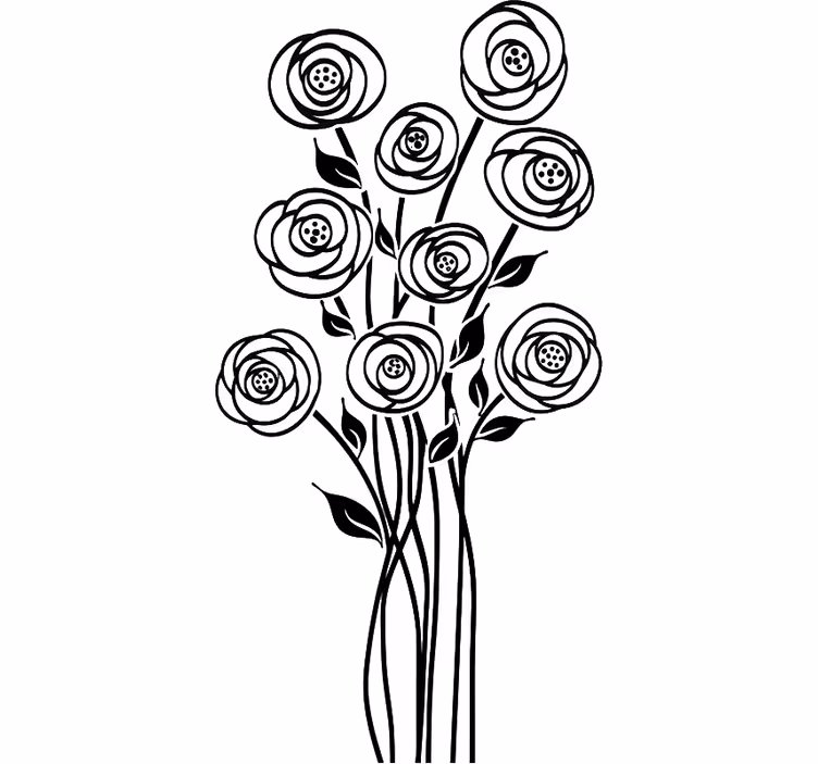 Hvid rullegardin abstrakt blomsterbuket - TenStickers