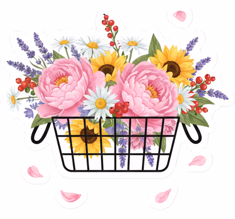 Rullegardiner til stue med fancy blomsterkurv - TenStickers
