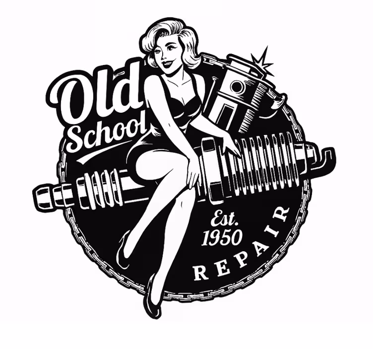 Rullegardiner til stue vintage garage pinup - TenStickers
