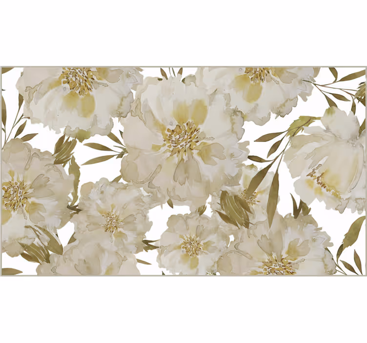 Rullegardiner til stue hvide store blomster - TenStickers