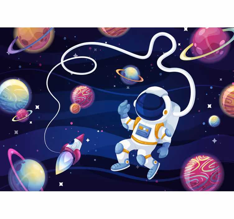 Mørklægningsgardiner børn astronauter og raketter - TenStickers