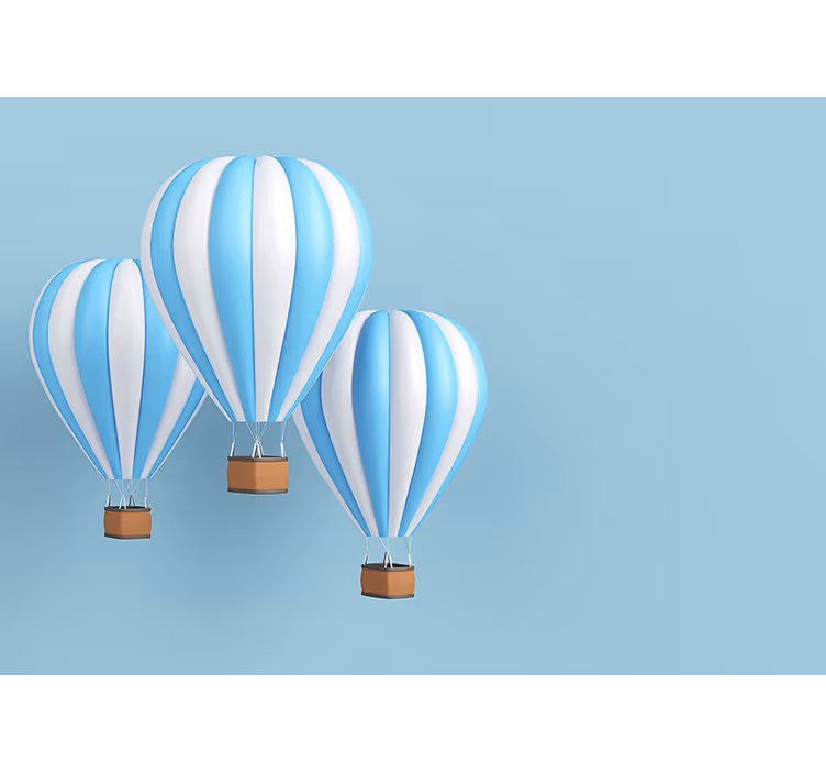 Mørklægningsgardiner børn luftballon hvid og blå - TenStickers