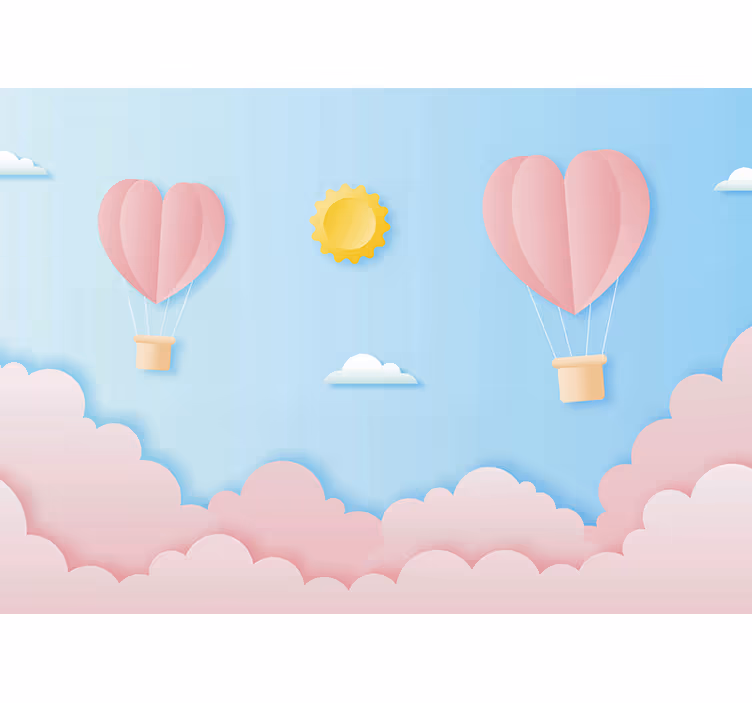 Mørklægningsgardiner børn papirklip varm luftballoner - TenStickers