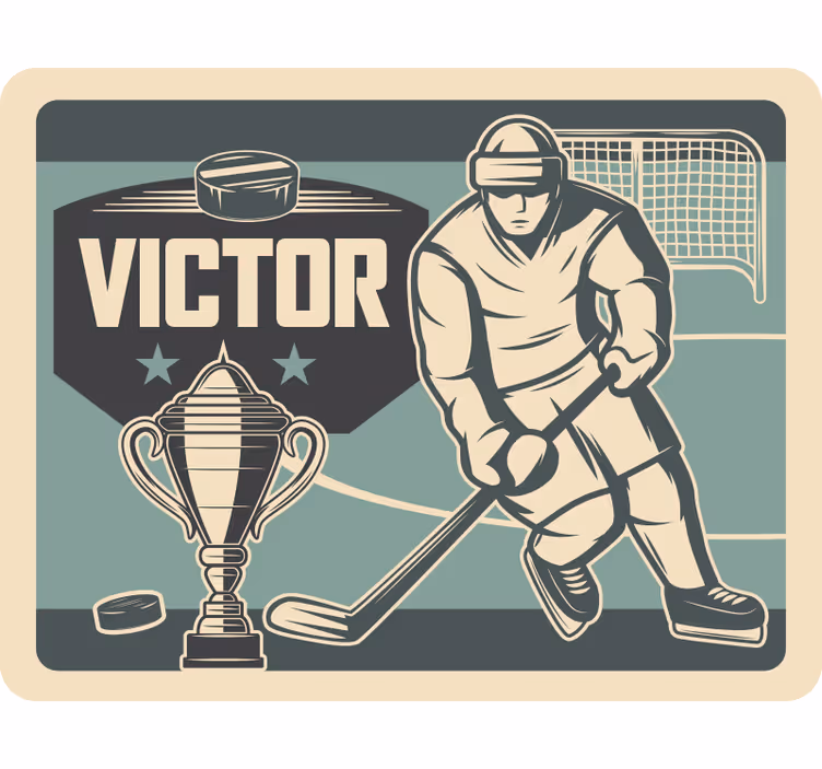 Mørklægningsgardiner børn hockeyspiller med navn - TenStickers