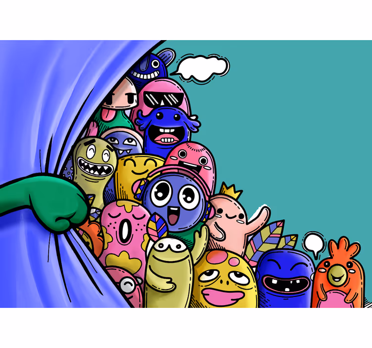 Mørklægningsgardiner børn med sjove monstre - TenStickers