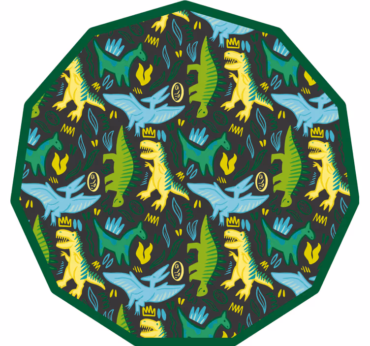 Mørklægningsgardiner børn med grønne dinosaurer mønster - TenStickers