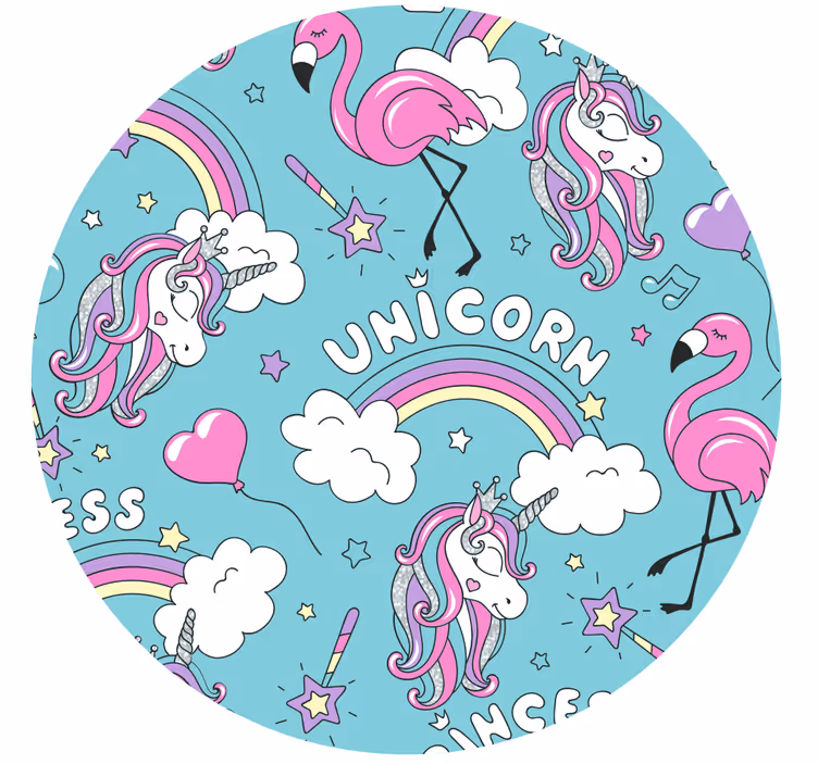 Mørklægningsgardiner børn med enhjørning og flamingoer - TenStickers