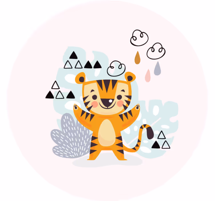 Mørklægningsgardiner børn tigertegning - TenStickers