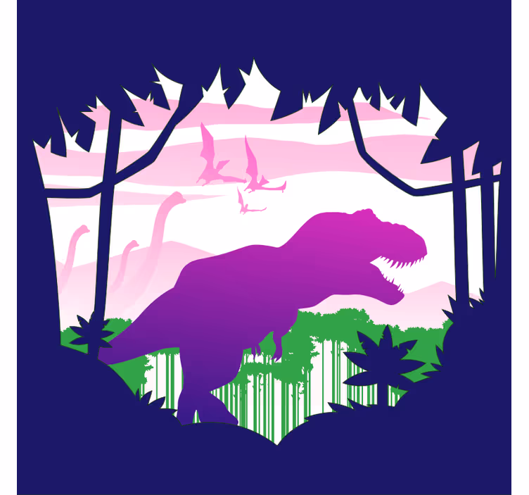 Mørklægningsgardiner børn med dinosaur og fugle motiv - TenStickers