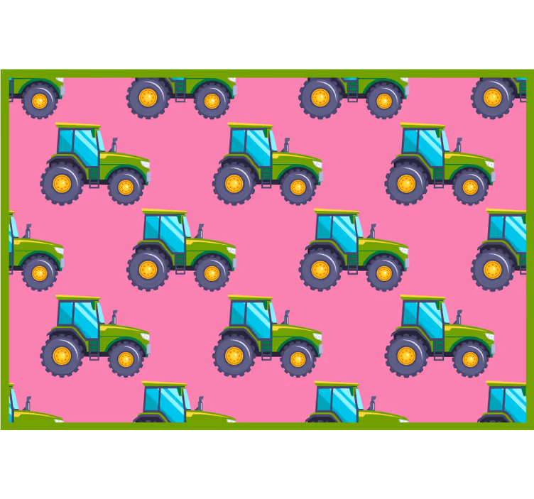 Mørklægningsgardiner børn med pink og grøn traktor - TenStickers