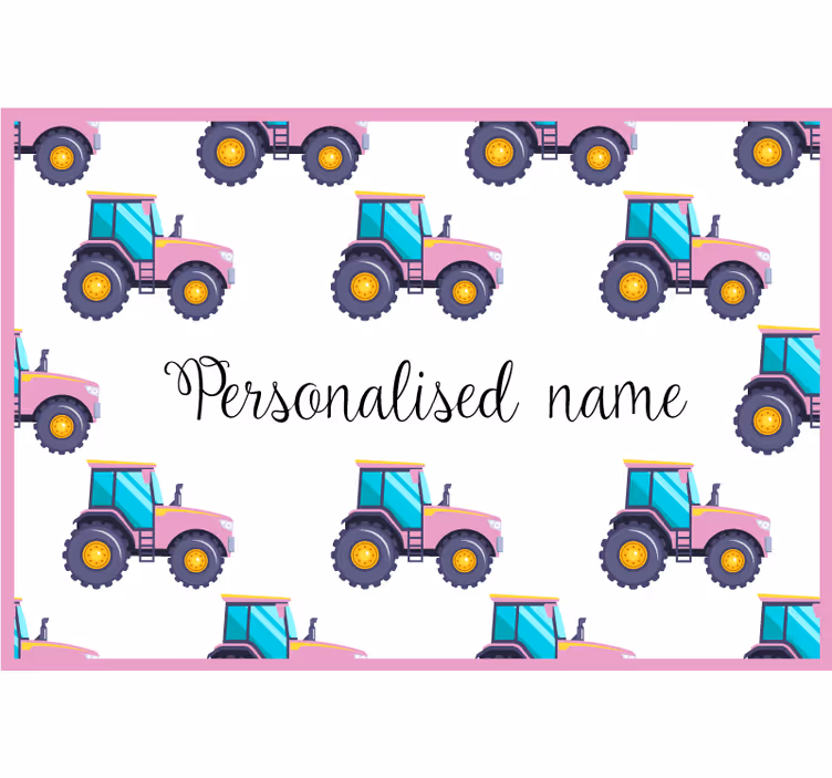 Mørklægningsgardiner børn med pink personlig traktor - TenStickers