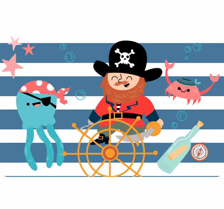 Mørklægningsgardiner børn piratskat kort - TenStickers